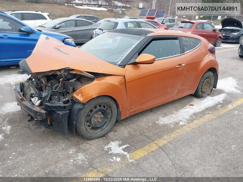 2013 Hyundai Veloster VIN: KMHTC6AD7DU144891 Lot: 12490288
