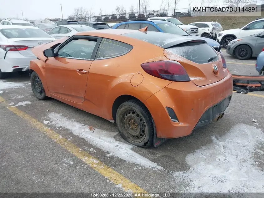 2013 Hyundai Veloster VIN: KMHTC6AD7DU144891 Lot: 12490288