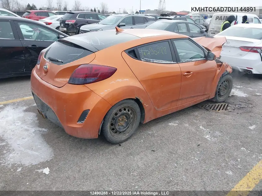2013 Hyundai Veloster VIN: KMHTC6AD7DU144891 Lot: 12490288