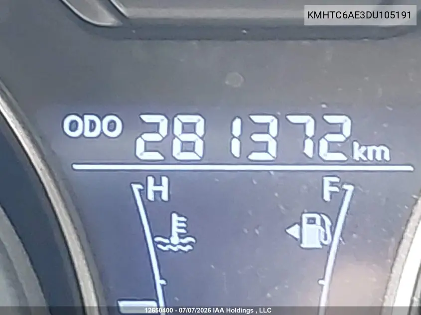 2013 Hyundai Veloster VIN: KMHTC6AE3DU105191 Lot: 12650400