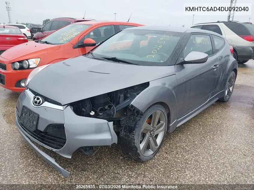 KMHTC6AD4DU092040 2013 Hyundai Veloster