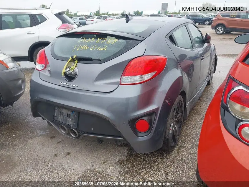 KMHTC6AD4DU092040 2013 Hyundai Veloster