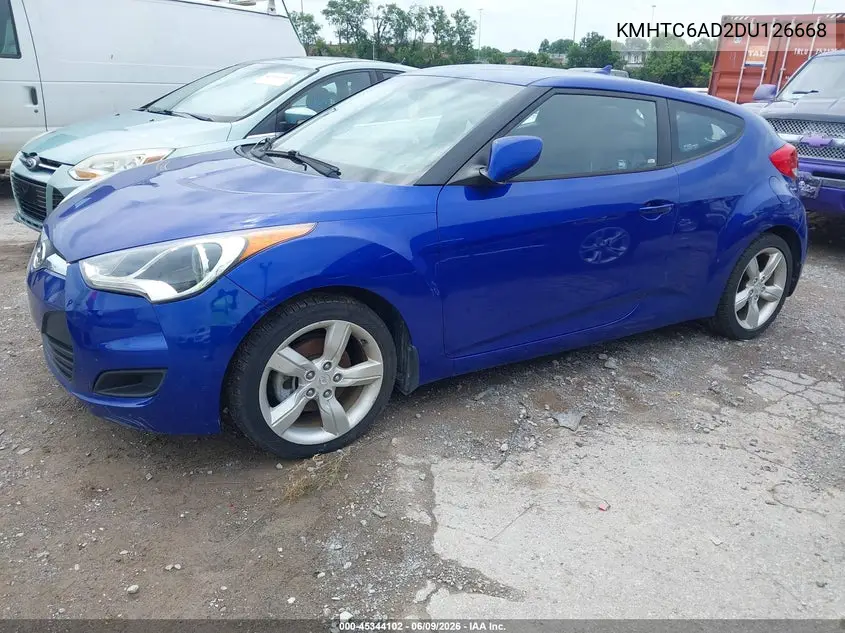 2013 Hyundai Veloster Base W/Black VIN: KMHTC6AD2DU126668 Lot: 45344102