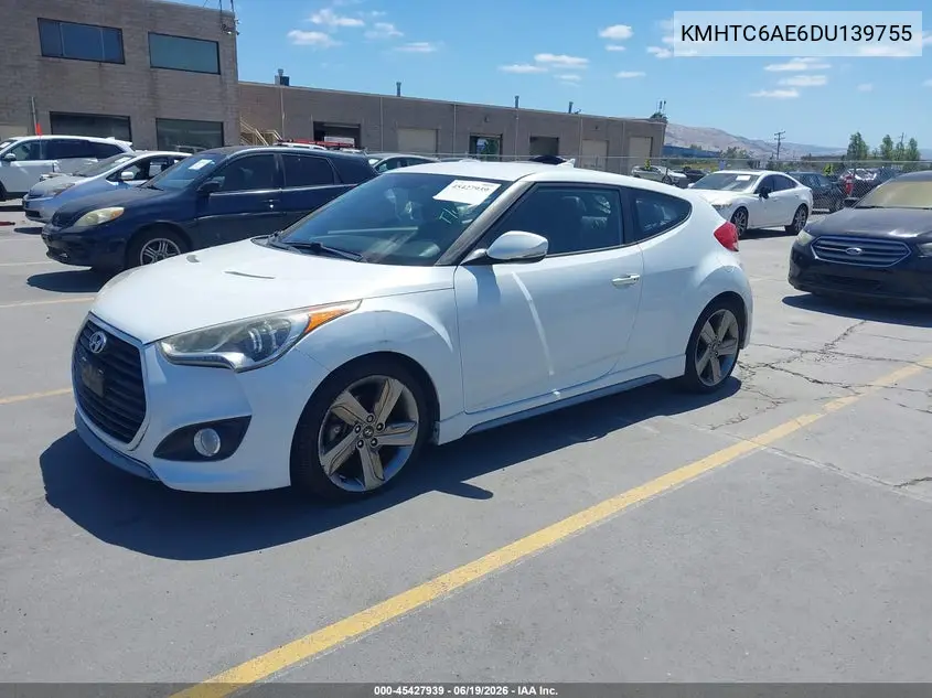 2013 Hyundai Veloster Turbo W/Black VIN: KMHTC6AE6DU139755 Lot: 45427939