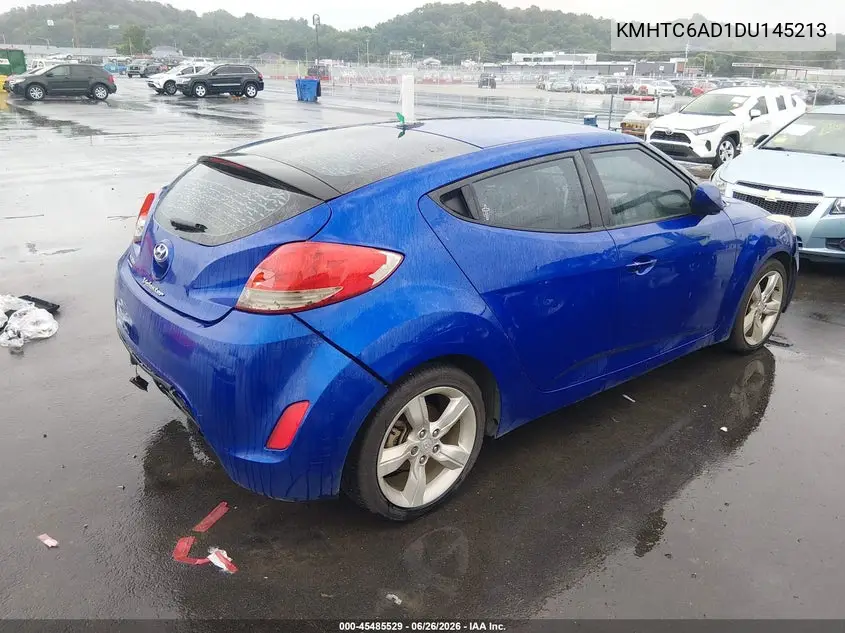 2013 Hyundai Veloster Base W/Black VIN: KMHTC6AD1DU145213 Lot: 45485529
