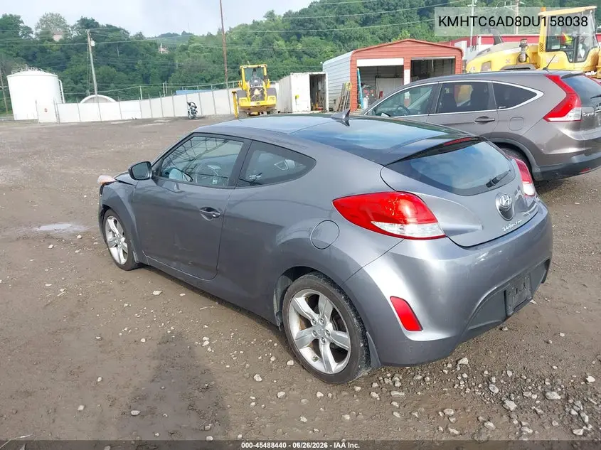 2013 Hyundai Veloster Base W/Black VIN: KMHTC6AD8DU158038 Lot: 45488440