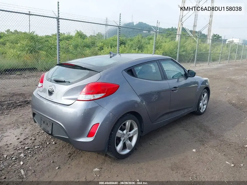 2013 Hyundai Veloster Base W/Black VIN: KMHTC6AD8DU158038 Lot: 45488440
