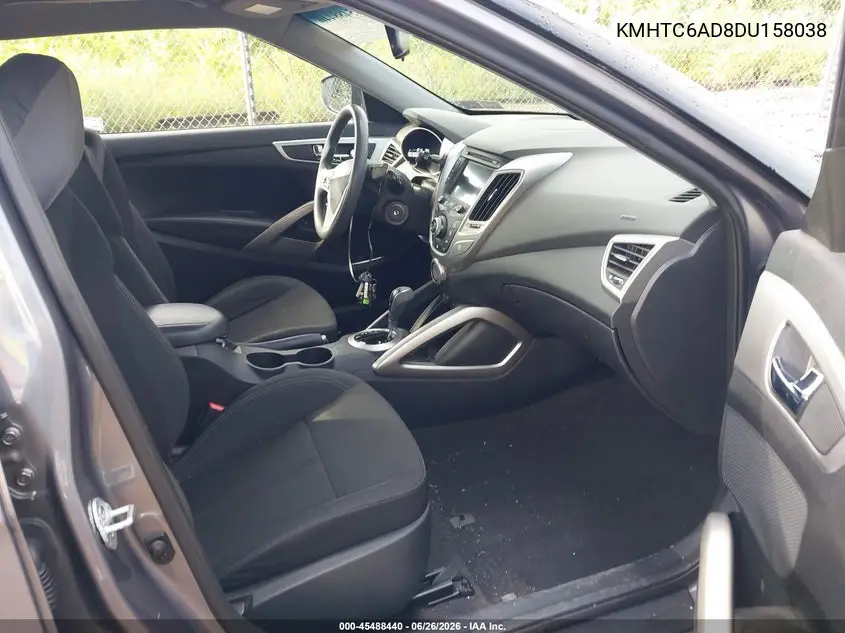 2013 Hyundai Veloster Base W/Black VIN: KMHTC6AD8DU158038 Lot: 45488440