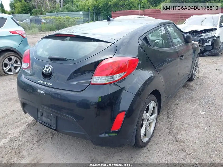 2013 Hyundai Veloster Base W/Black VIN: KMHTC6AD4DU175810 Lot: 45500887