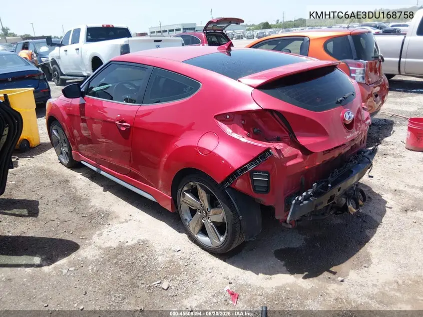 2013 Hyundai Veloster Turbo W/Black VIN: KMHTC6AE3DU168758 Lot: 45509394