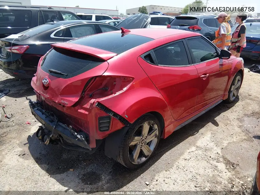 2013 Hyundai Veloster Turbo W/Black VIN: KMHTC6AE3DU168758 Lot: 45509394