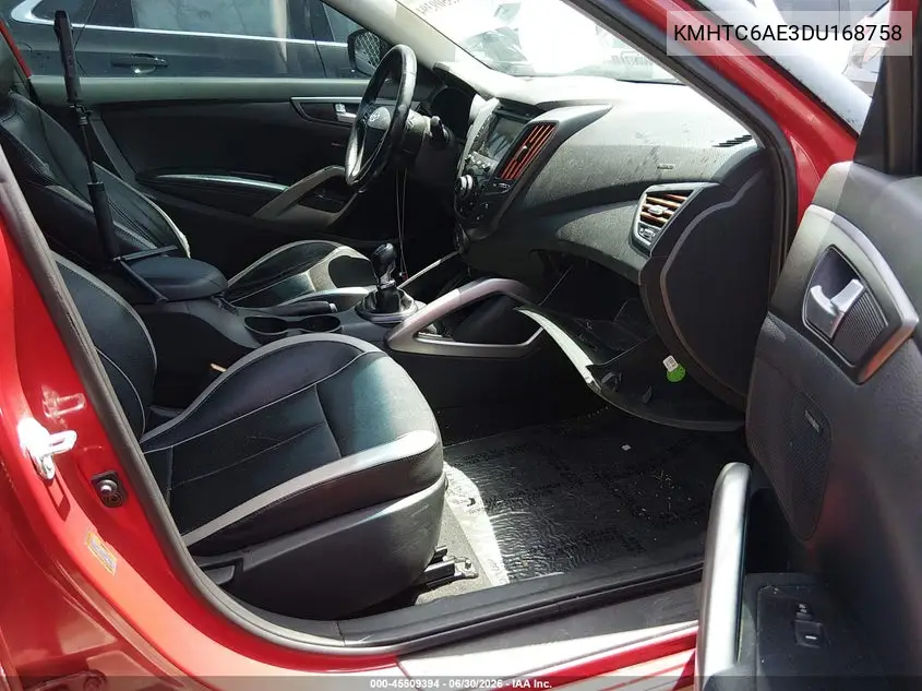 2013 Hyundai Veloster Turbo W/Black VIN: KMHTC6AE3DU168758 Lot: 45509394