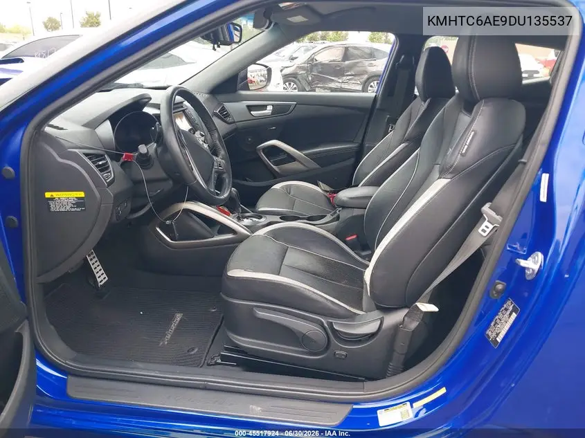 2013 Hyundai Veloster Turbo W/Black VIN: KMHTC6AE9DU135537 Lot: 45517924