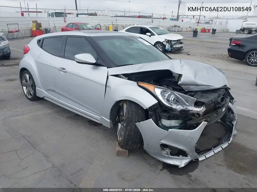 2013 Hyundai Veloster Turbo W/Blue VIN: KMHTC6AE2DU108549 Lot: 45520751