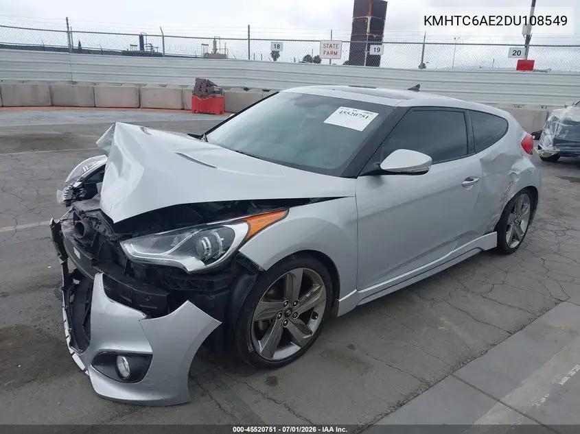 2013 Hyundai Veloster Turbo W/Blue VIN: KMHTC6AE2DU108549 Lot: 45520751