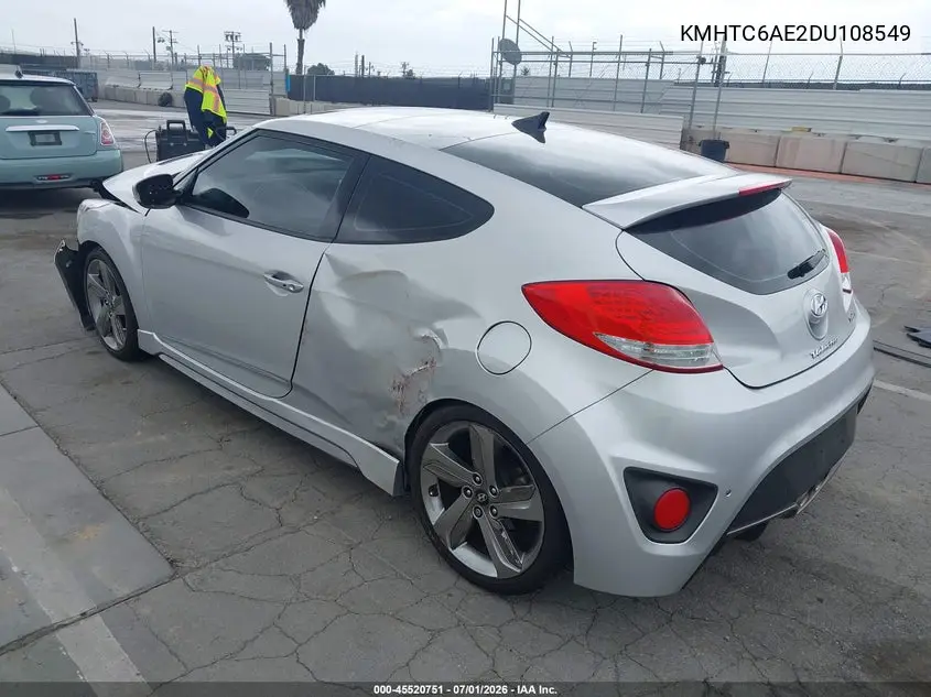 2013 Hyundai Veloster Turbo W/Blue VIN: KMHTC6AE2DU108549 Lot: 45520751
