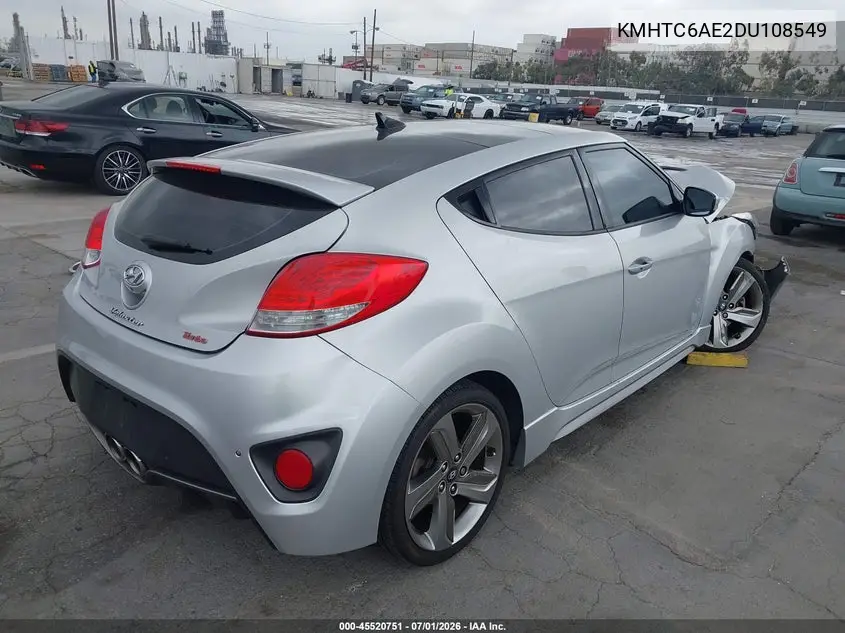 2013 Hyundai Veloster Turbo W/Blue VIN: KMHTC6AE2DU108549 Lot: 45520751
