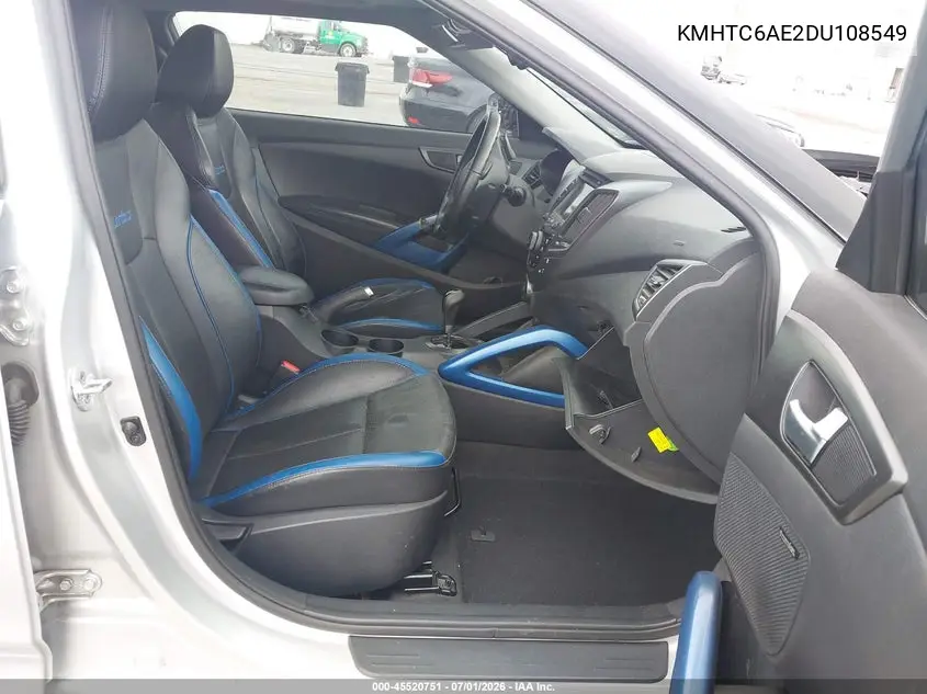 2013 Hyundai Veloster Turbo W/Blue VIN: KMHTC6AE2DU108549 Lot: 45520751