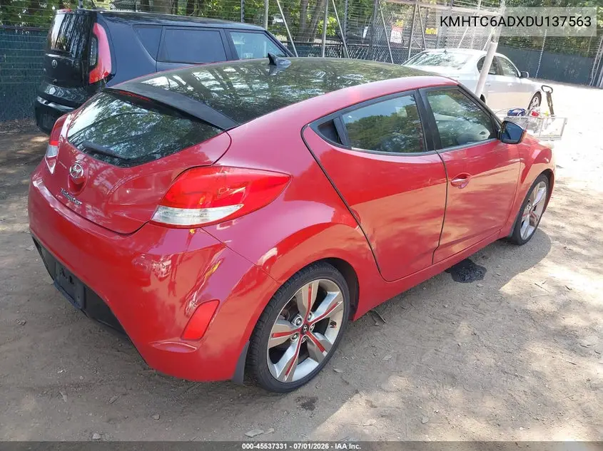 2013 Hyundai Veloster Base W/Black VIN: KMHTC6ADXDU137563 Lot: 45537331