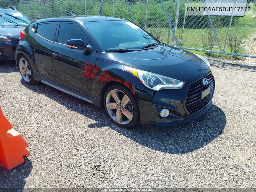 2013 Hyundai Veloster Turbo W/Black VIN: KMHTC6AE5DU147572 Lot: 45550289