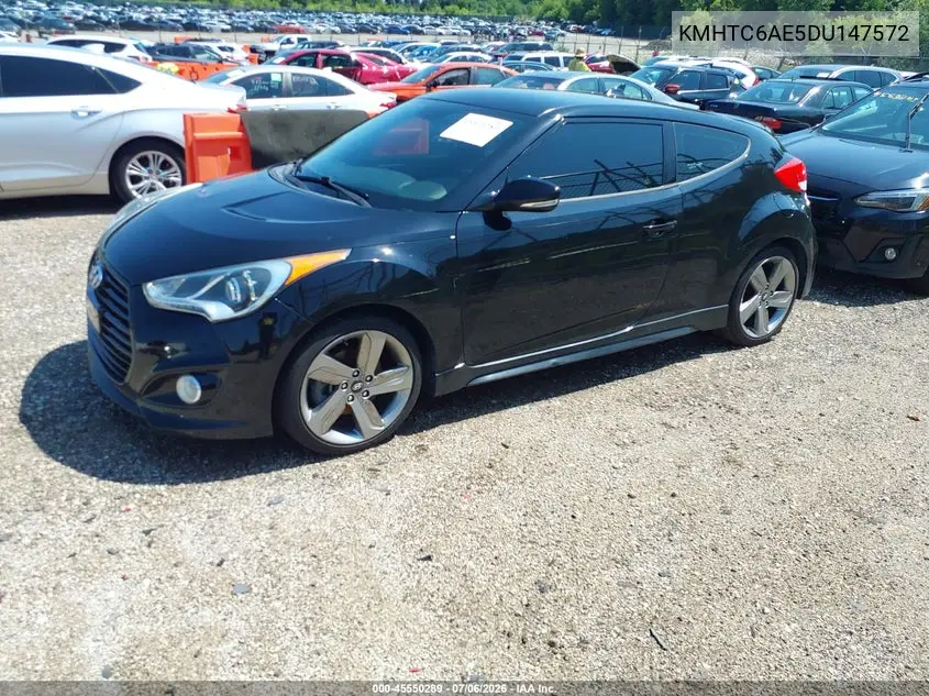 2013 Hyundai Veloster Turbo W/Black VIN: KMHTC6AE5DU147572 Lot: 45550289