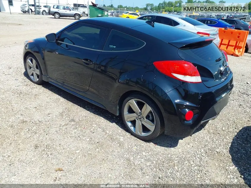 2013 Hyundai Veloster Turbo W/Black VIN: KMHTC6AE5DU147572 Lot: 45550289