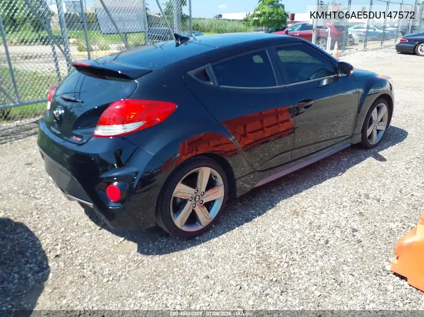 2013 Hyundai Veloster Turbo W/Black VIN: KMHTC6AE5DU147572 Lot: 45550289