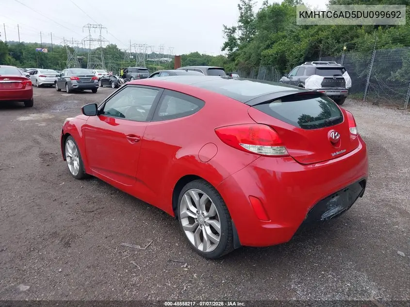 2013 Hyundai Veloster Base W/Gray VIN: KMHTC6AD5DU099692 Lot: 45558217