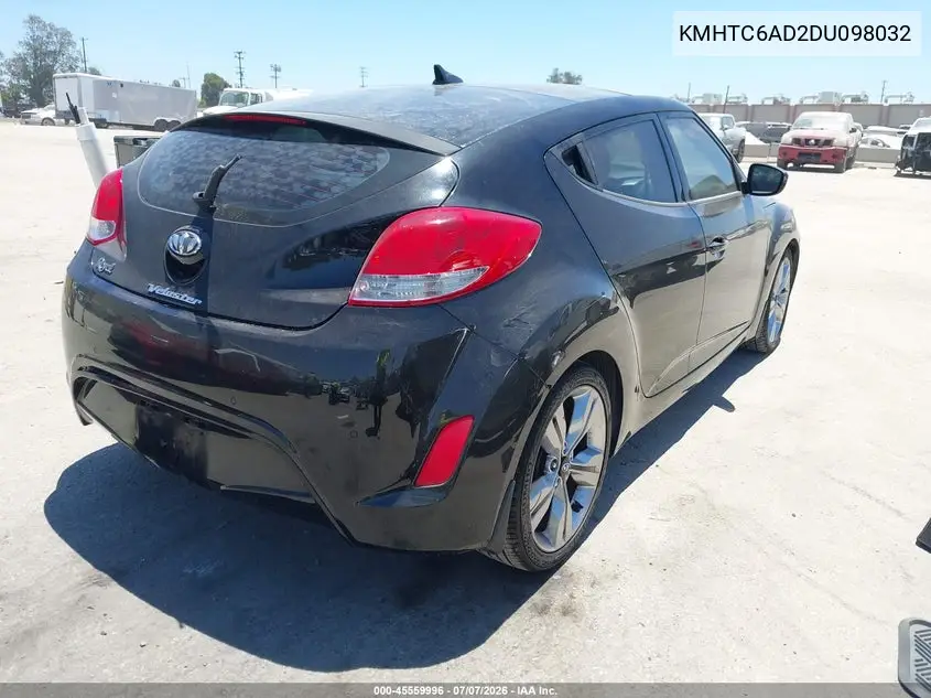 2013 Hyundai Veloster Base W/Gray VIN: KMHTC6AD2DU098032 Lot: 45559996