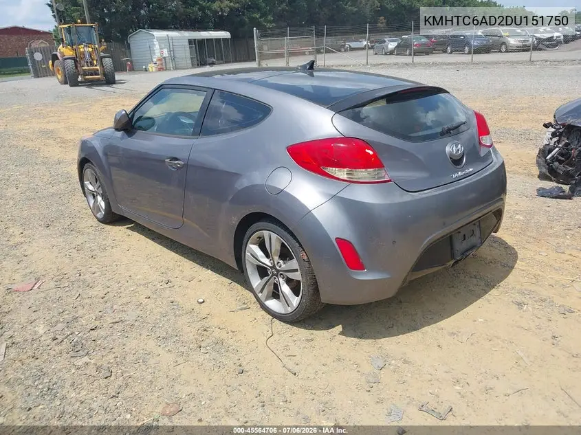 2013 Hyundai Veloster Base W/Black VIN: KMHTC6AD2DU151750 Lot: 45564706