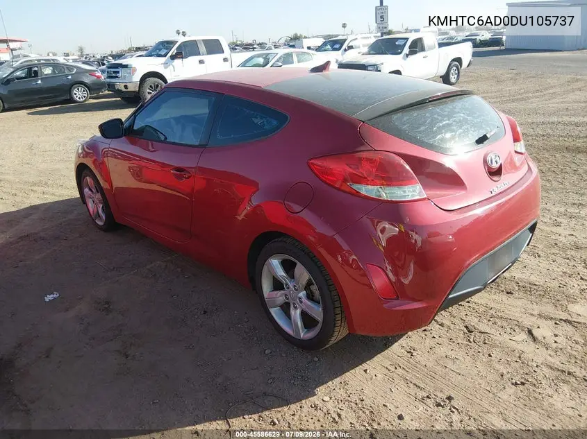 2013 Hyundai Veloster Base W/Black VIN: KMHTC6AD0DU105737 Lot: 45586629