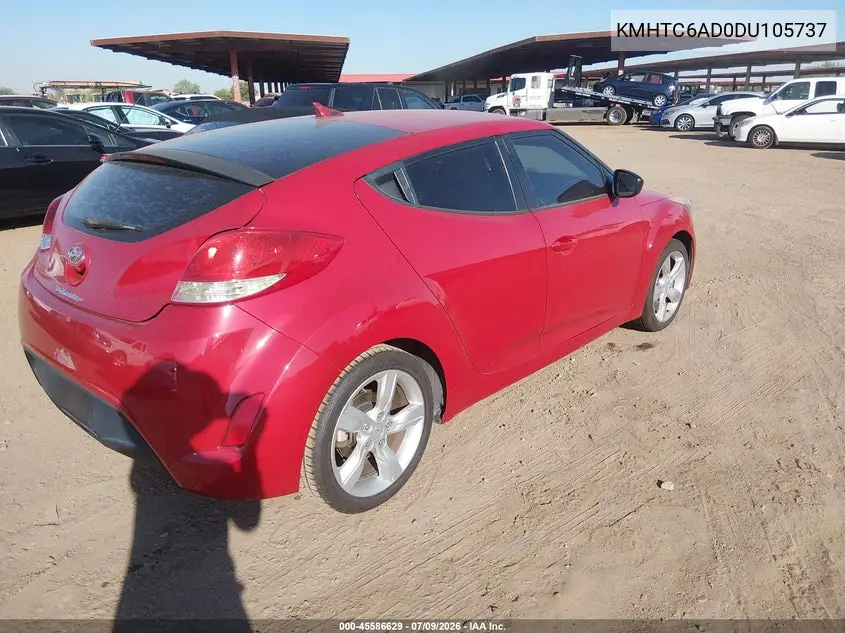 2013 Hyundai Veloster Base W/Black VIN: KMHTC6AD0DU105737 Lot: 45586629