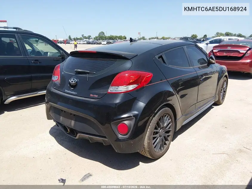 2013 Hyundai Veloster Turbo W/Black VIN: KMHTC6AE5DU168924 Lot: 45599842