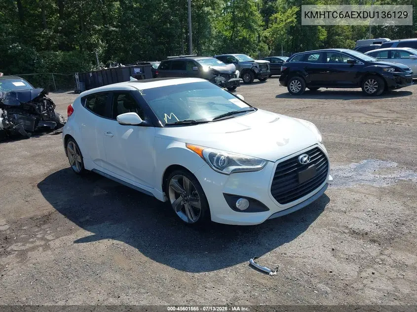 2013 Hyundai Veloster Turbo W/Blue VIN: KMHTC6AEXDU136129 Lot: 45601565