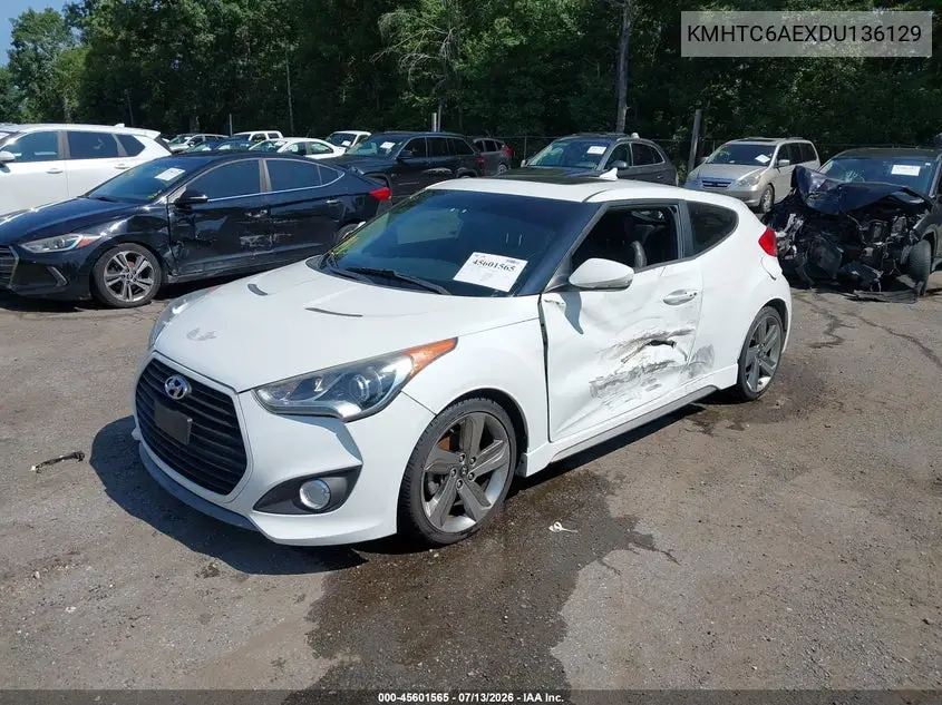 2013 Hyundai Veloster Turbo W/Blue VIN: KMHTC6AEXDU136129 Lot: 45601565