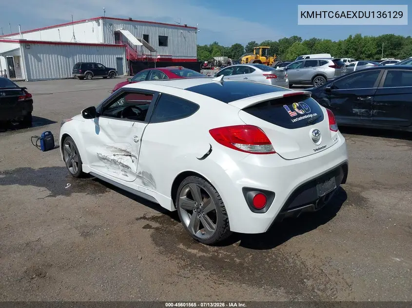 2013 Hyundai Veloster Turbo W/Blue VIN: KMHTC6AEXDU136129 Lot: 45601565
