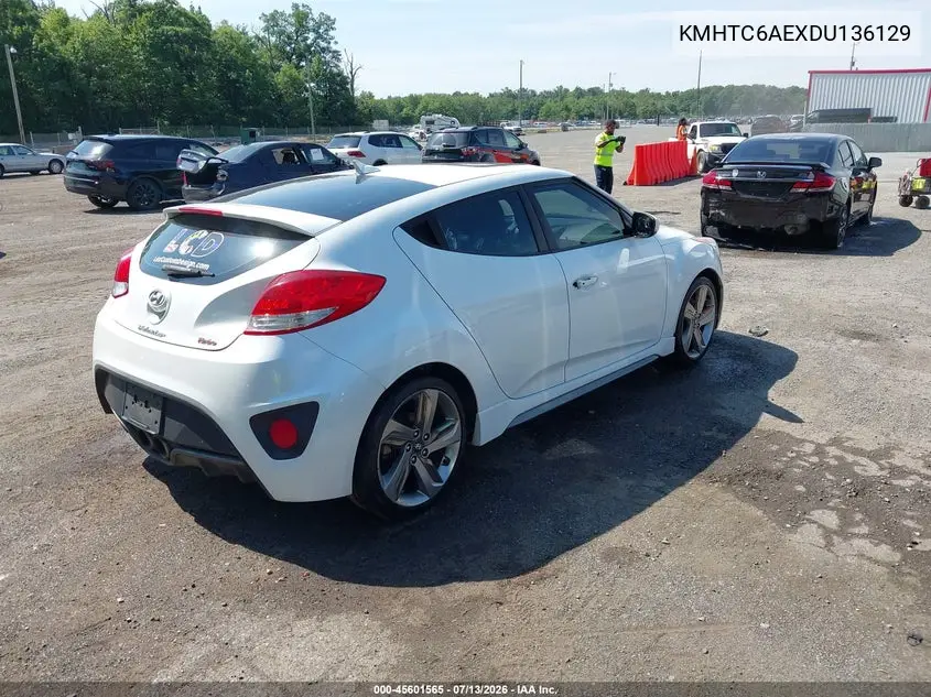 2013 Hyundai Veloster Turbo W/Blue VIN: KMHTC6AEXDU136129 Lot: 45601565