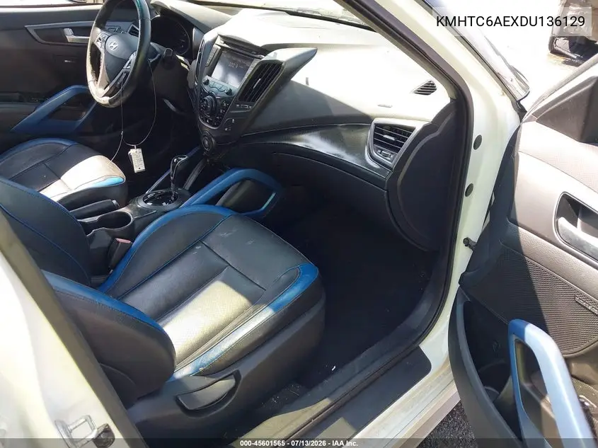 2013 Hyundai Veloster Turbo W/Blue VIN: KMHTC6AEXDU136129 Lot: 45601565