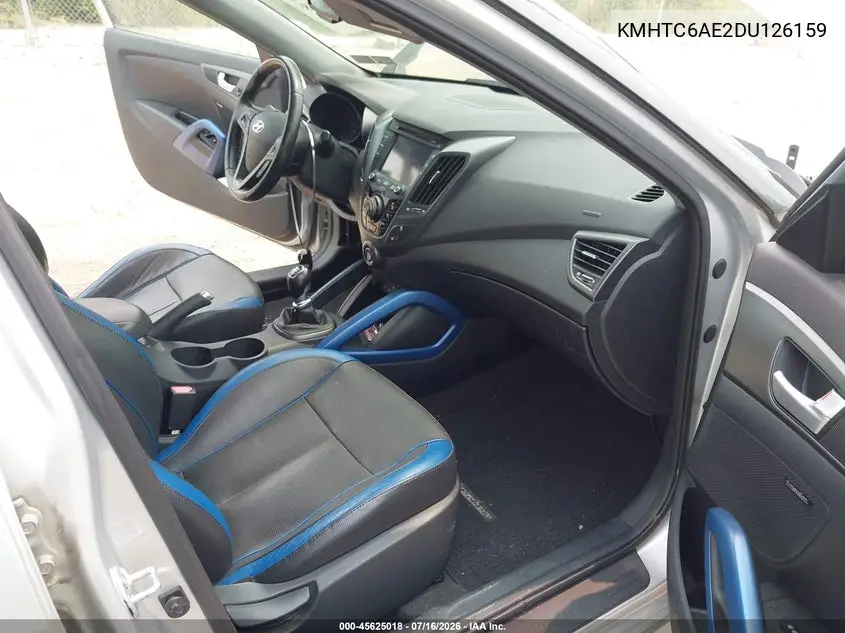 2013 Hyundai Veloster Turbo W/Blue VIN: KMHTC6AE2DU126159 Lot: 45625018