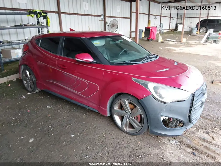 2013 Hyundai Veloster Turbo W/Black VIN: KMHTC6AEXDU160513 Lot: 45636660