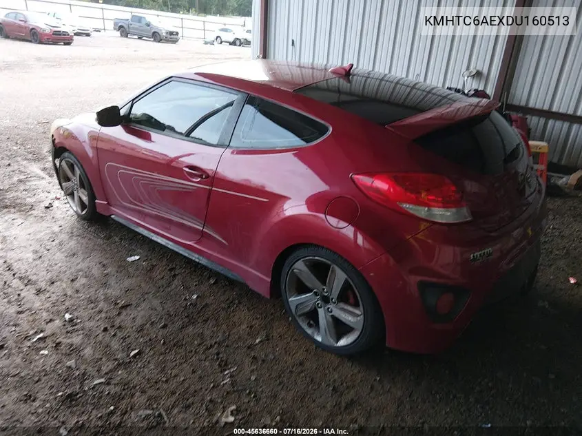 2013 Hyundai Veloster Turbo W/Black VIN: KMHTC6AEXDU160513 Lot: 45636660