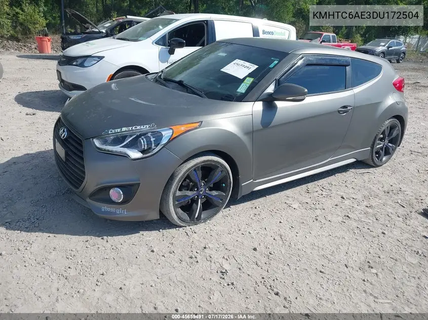 2013 Hyundai Veloster Turbo W/Blue VIN: KMHTC6AE3DU172504 Lot: 45659491