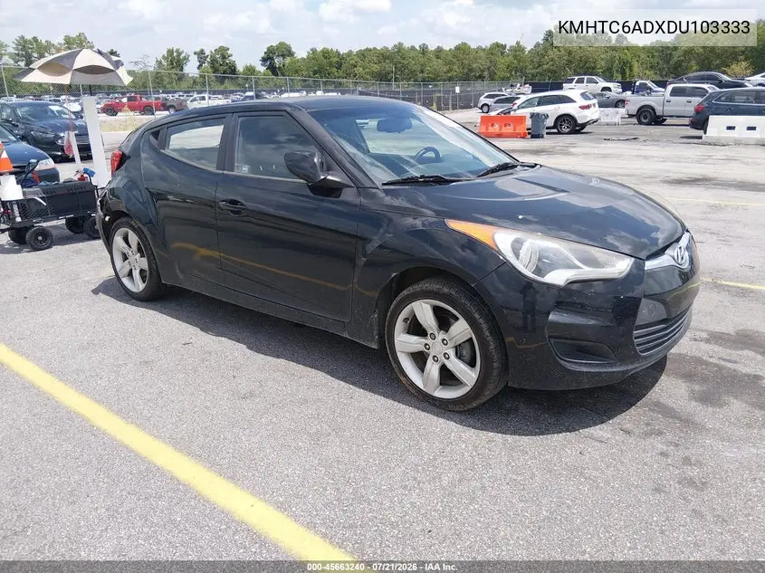 2013 Hyundai Veloster Base W/Black VIN: KMHTC6ADXDU103333 Lot: 45663240