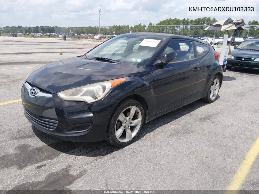 2013 Hyundai Veloster Base W/Black VIN: KMHTC6ADXDU103333 Lot: 45663240