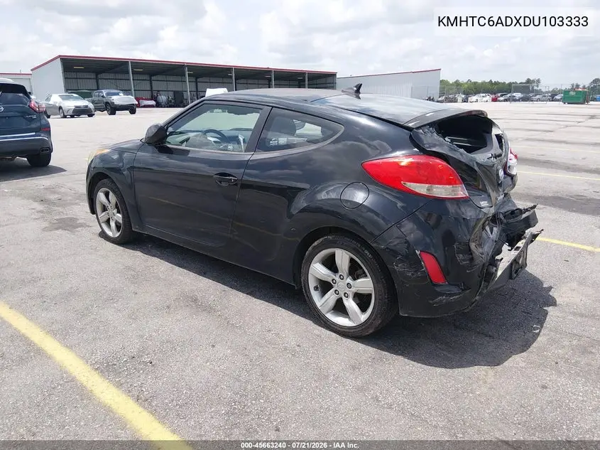 2013 Hyundai Veloster Base W/Black VIN: KMHTC6ADXDU103333 Lot: 45663240