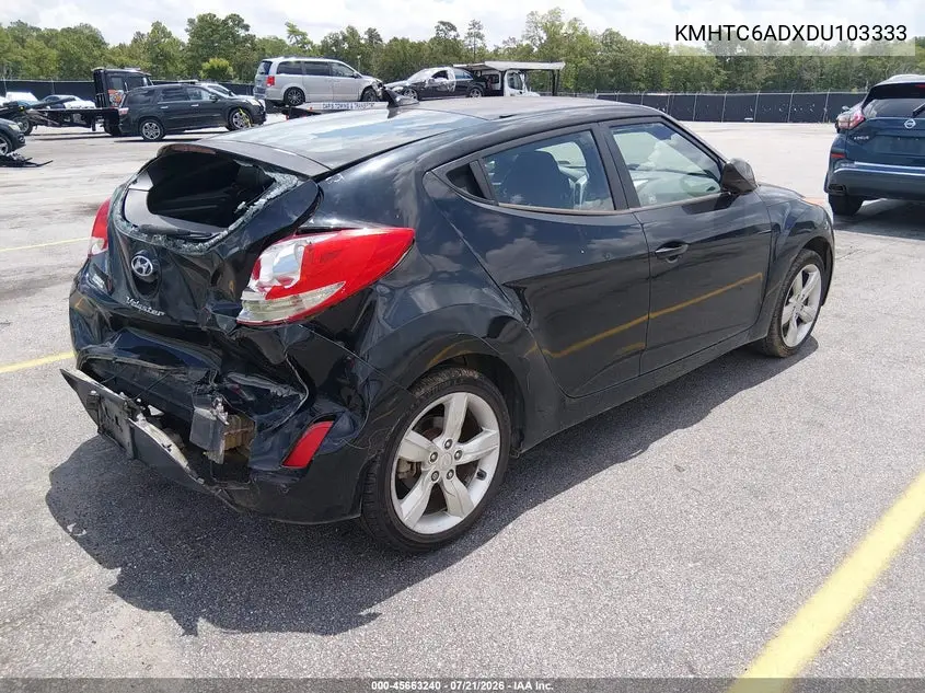 2013 Hyundai Veloster Base W/Black VIN: KMHTC6ADXDU103333 Lot: 45663240
