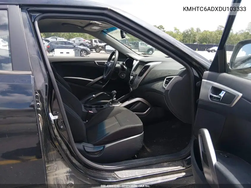 2013 Hyundai Veloster Base W/Black VIN: KMHTC6ADXDU103333 Lot: 45663240