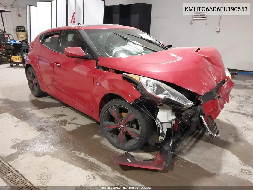 2014 Hyundai Veloster Base W/Red VIN: KMHTC6AD6EU190553 Lot: 45353753