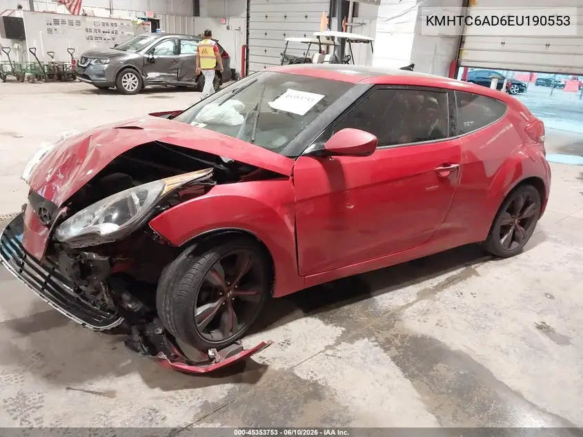 2014 Hyundai Veloster Base W/Red VIN: KMHTC6AD6EU190553 Lot: 45353753