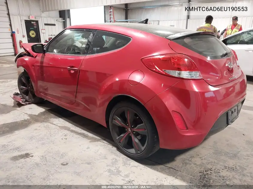 2014 Hyundai Veloster Base W/Red VIN: KMHTC6AD6EU190553 Lot: 45353753